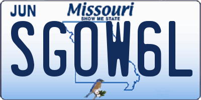 MO license plate SGOW6L