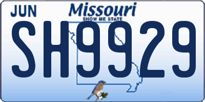 MO license plate SH9929