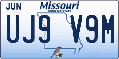 MO license plate UJ9V9M