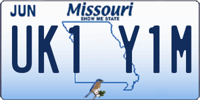 MO license plate UK1Y1M