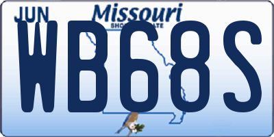 MO license plate WB68S