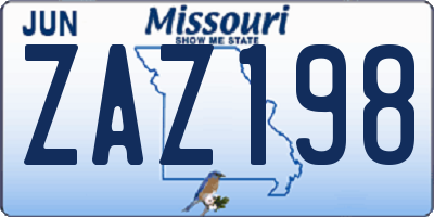 MO license plate ZAZ198