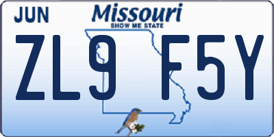 MO license plate ZL9F5Y
