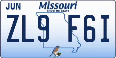 MO license plate ZL9F6I