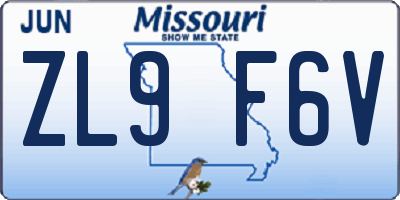 MO license plate ZL9F6V