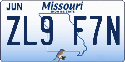 MO license plate ZL9F7N