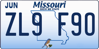 MO license plate ZL9F9O