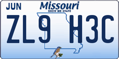 MO license plate ZL9H3C
