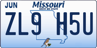 MO license plate ZL9H5U