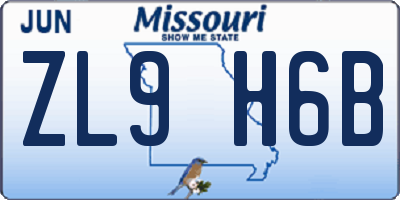 MO license plate ZL9H6B