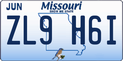 MO license plate ZL9H6I