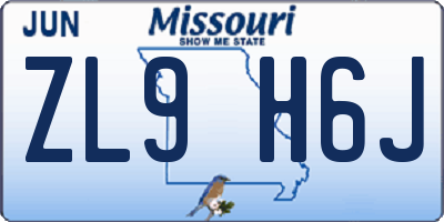 MO license plate ZL9H6J