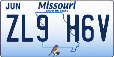 MO license plate ZL9H6V