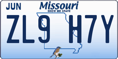 MO license plate ZL9H7Y