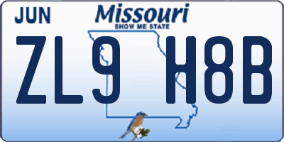 MO license plate ZL9H8B