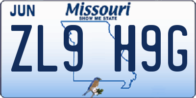 MO license plate ZL9H9G