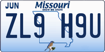 MO license plate ZL9H9U