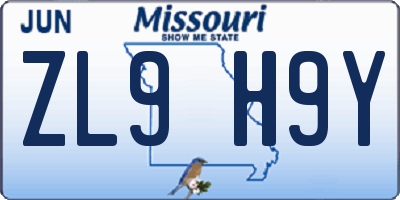MO license plate ZL9H9Y