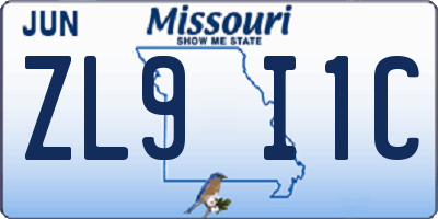 MO license plate ZL9I1C