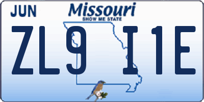 MO license plate ZL9I1E