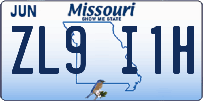 MO license plate ZL9I1H