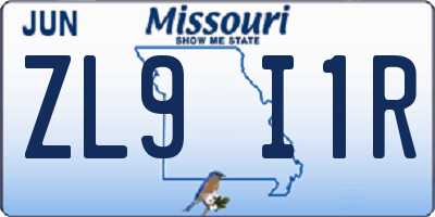MO license plate ZL9I1R