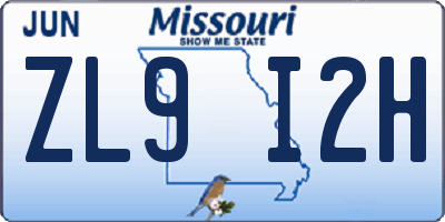 MO license plate ZL9I2H