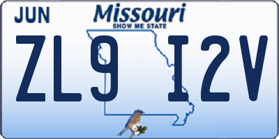 MO license plate ZL9I2V