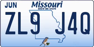 MO license plate ZL9J4Q