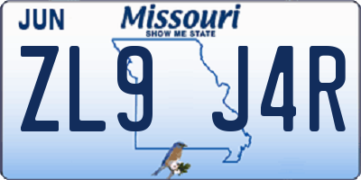 MO license plate ZL9J4R