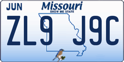 MO license plate ZL9J9C