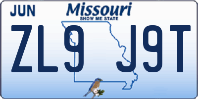 MO license plate ZL9J9T