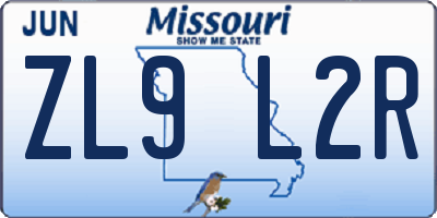 MO license plate ZL9L2R