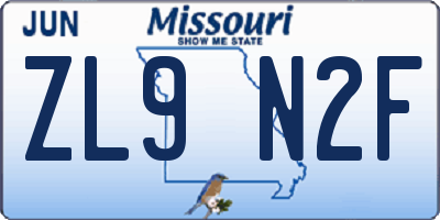 MO license plate ZL9N2F