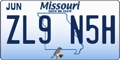 MO license plate ZL9N5H