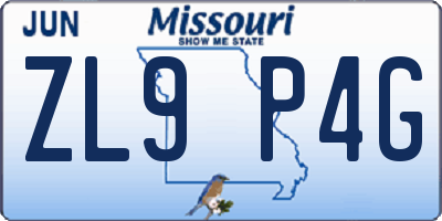MO license plate ZL9P4G