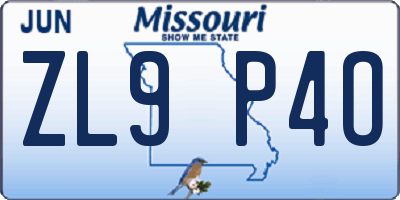 MO license plate ZL9P4O