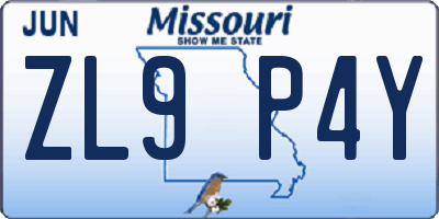 MO license plate ZL9P4Y