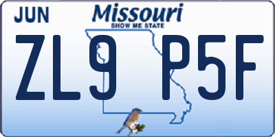 MO license plate ZL9P5F