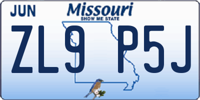 MO license plate ZL9P5J