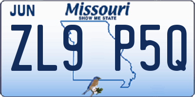 MO license plate ZL9P5Q