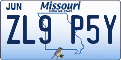MO license plate ZL9P5Y