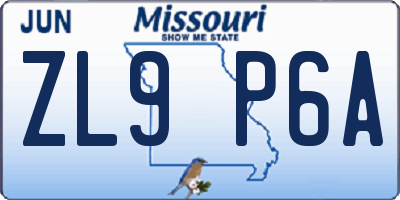 MO license plate ZL9P6A
