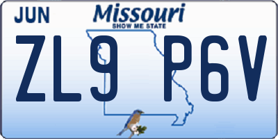 MO license plate ZL9P6V