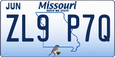 MO license plate ZL9P7Q