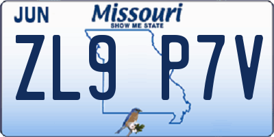 MO license plate ZL9P7V