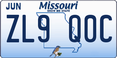 MO license plate ZL9Q0C