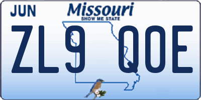 MO license plate ZL9Q0E
