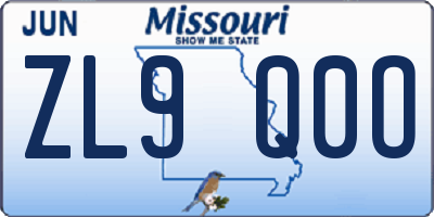 MO license plate ZL9Q0O