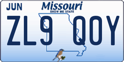 MO license plate ZL9Q0Y